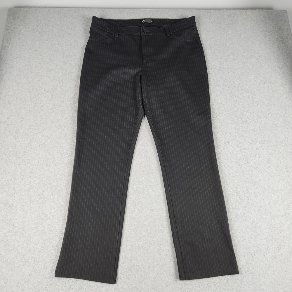 DKNY Jeans Pants Womens Large Black Pinstripe Academia Classic Fit Straight Leg